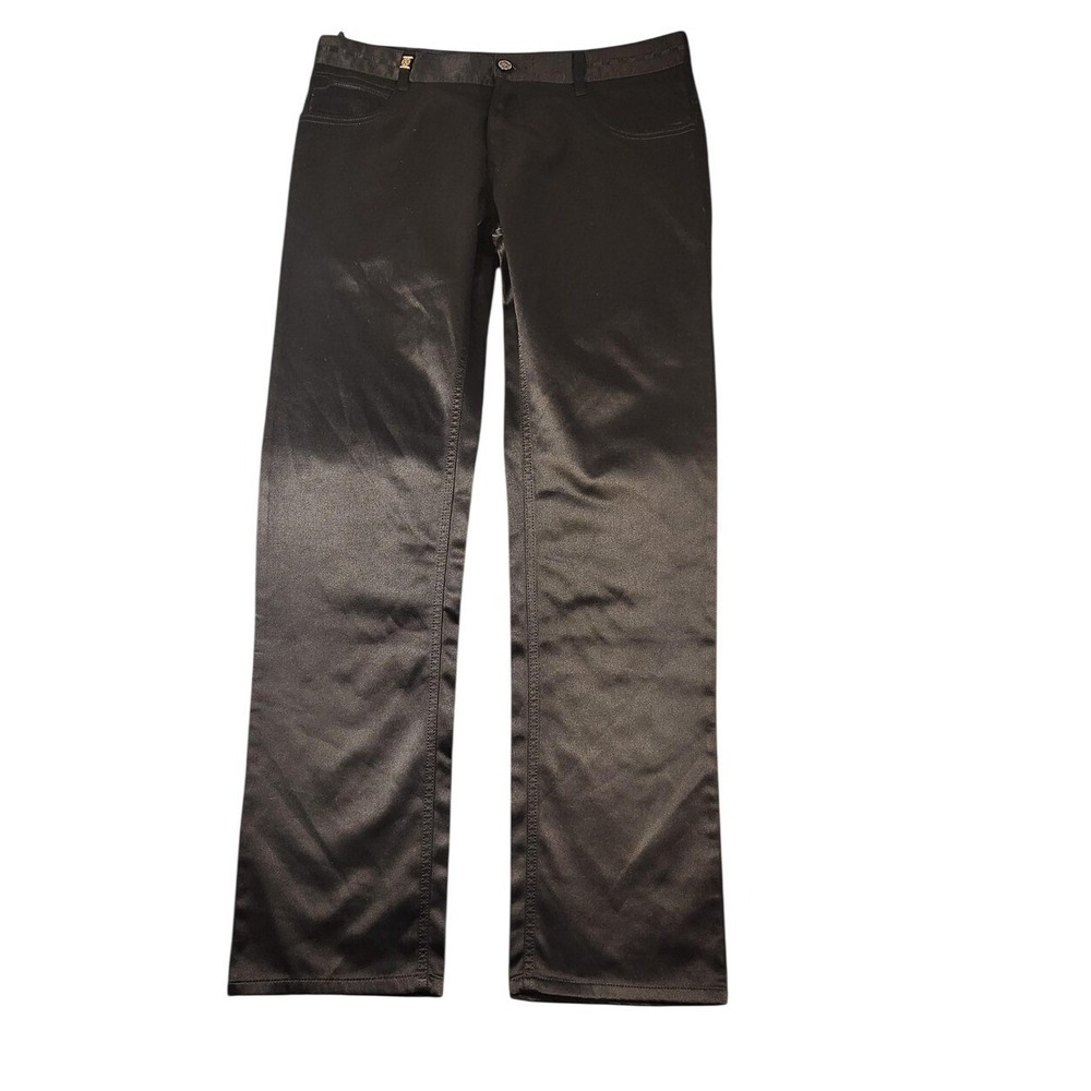 Pavini Jeans Mens 34x32 Black Straight Leg Denim Cotton‎ Polyester RN140957